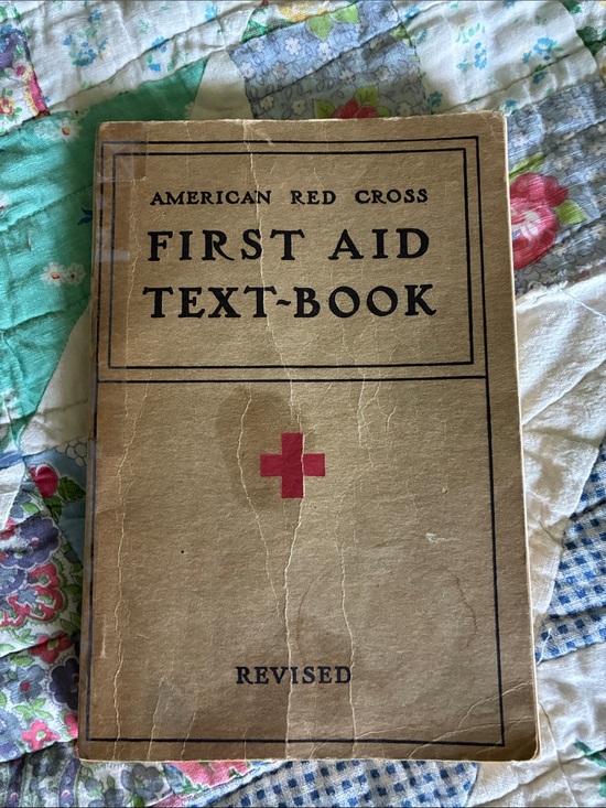 Other - Vintage American Red Cross First Aid Text-Book - Tan Cover with Red Cross